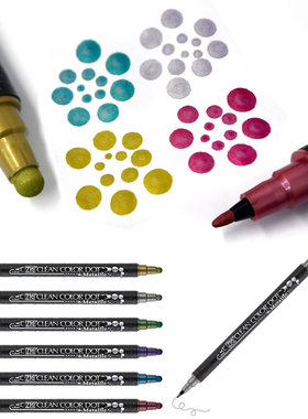 吴竹ZIG粗细双头两用深色点点笔彩色笔水彩笔 黑色纸面用手帐绘画