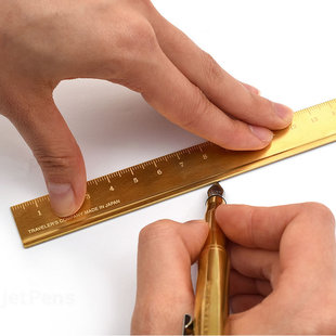 日本TN TRC brass黄铜直尺学习办公多用途复古文具经典直尺15cm