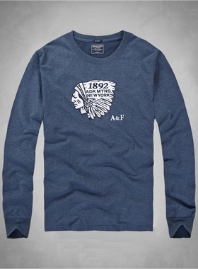 特价清仓美国AF长袖T恤男秋冬装圆领经典小鹿刺绣厚款套头打底衫