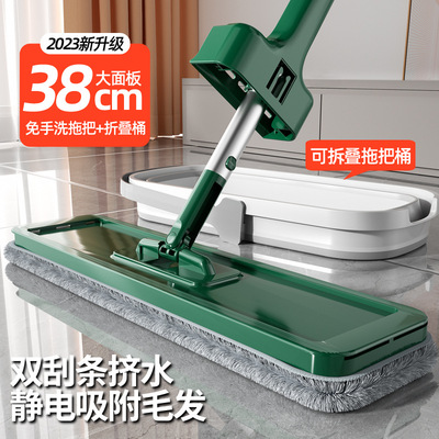 懒人平板拖把免手洗家用省力拖布免洗木地板大号两用折叠水桶