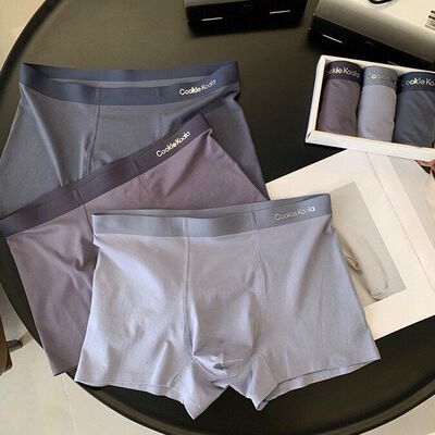 894纯棉桑蚕丝裸感男内裤无感2.0平角男士无痕中腰四角内裤跨境