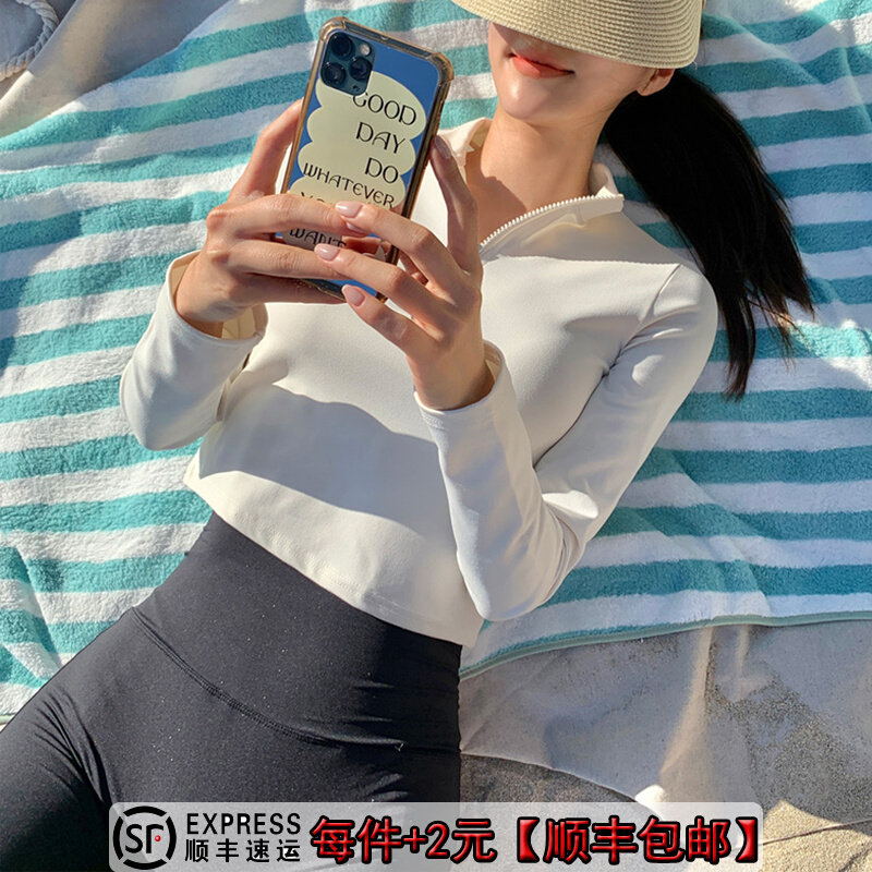 分体泳衣女夏高腰长裤冲浪服长袖显瘦遮肚保守防晒速干水母潜水服