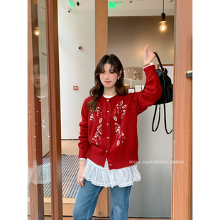 SUSAN 年末甜心重工气质布灵灵花朵软糯保暖毛衣2515s