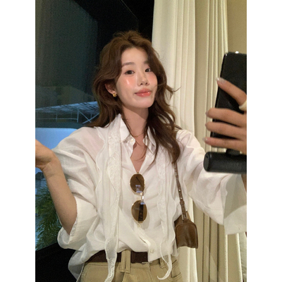 法式设计感醋酸天丝防晒衬衫