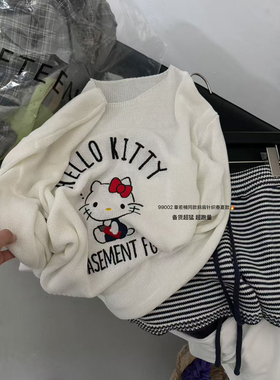 FIFTEEN-2026年早春可爱风圆领宽松HelloKitty针织衫99002