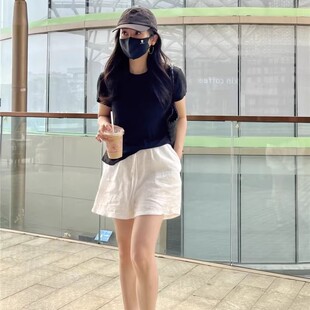 20%亚麻~ 夏日bi备亚麻短裤！基础百搭宽松显瘦不透白色休闲短裤