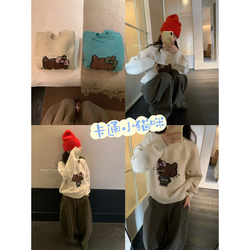 韩系卡通kitty凯蒂毛衣针织衫