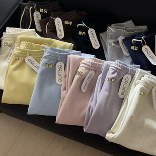 麻白运动裤 宽松休闲束脚裤 百搭可爱风 卫裤 erume韩国2025秋季