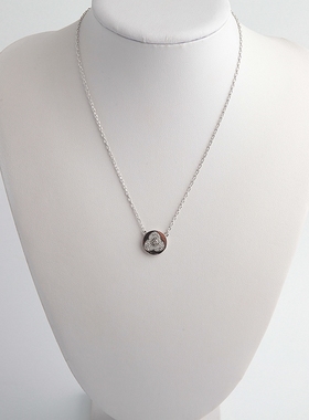 日常配饰饰品   HB  银色水晶花朵吊坠项链 短款项链项饰女