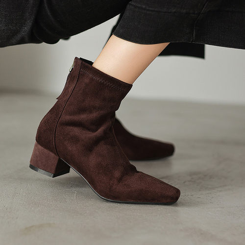 短靴中跟女靴羊翻皮41-43大码