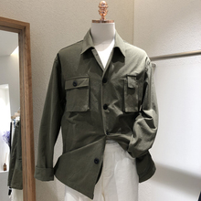 精致剪裁拼接补丁口袋方领宽松夹克外套 东大门韩国男装 代购