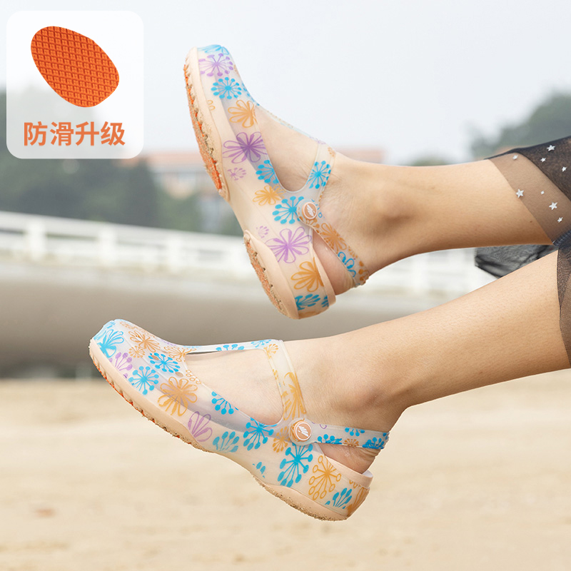 洞洞鞋女外穿包头拖鞋2025夏季新款防滑软底厚底拖鞋海边沙0714h