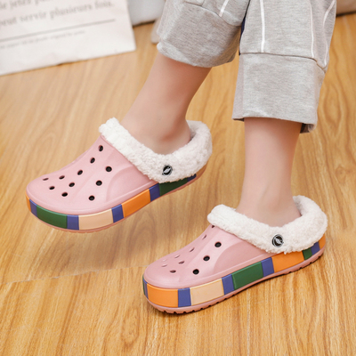 taobao agent Fleece removable demi-season slippers, non-slip keep warm footwear, soft sole