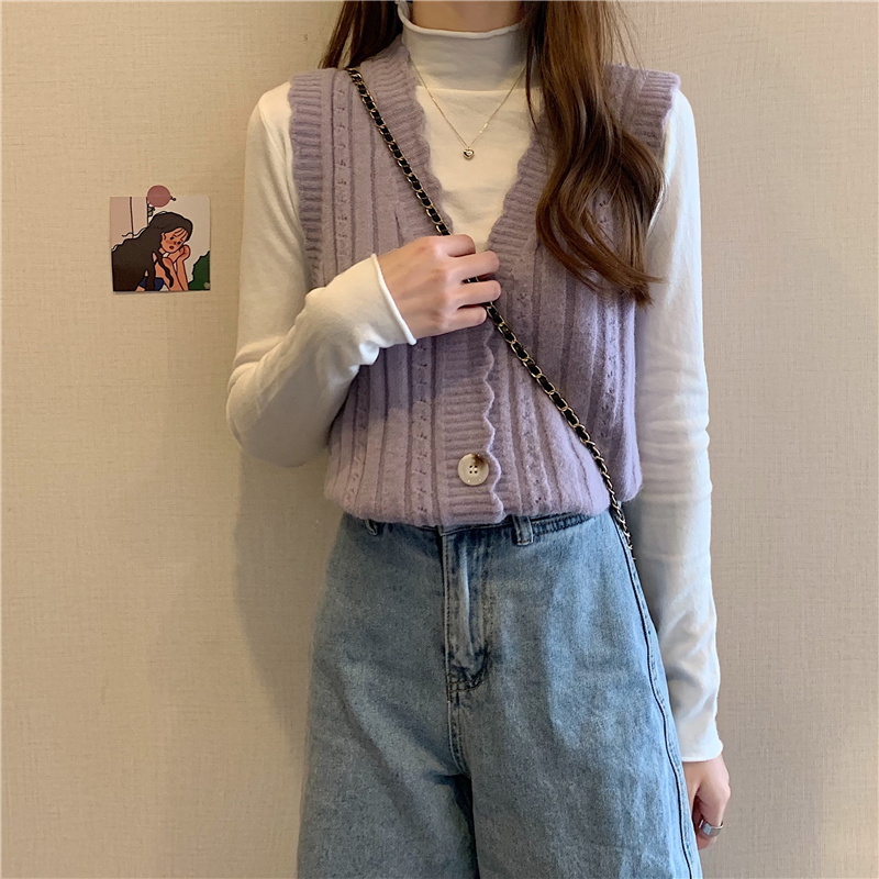 Real price half high collar core spun yarn knitted bottoming shirt + V-neck twist knitted sweater cardigan coat