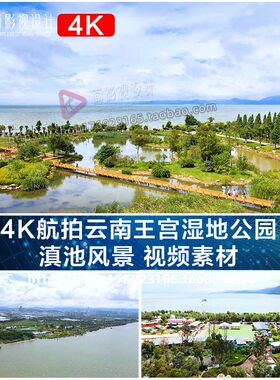 4K航拍云南王宫湿地公园 滇池风景 视频素材