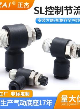 永瑞气管接头RQSA调节阀气动节流阀SL黑色接头调速阀A4/A6/A8/A10