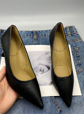 2024年新款春秋季断码女鞋处理黑色软皮尖头职业气质高跟工作鞋潮