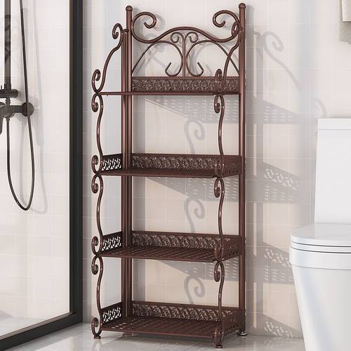 置物架落地多层厨房客厅收纳架免打孔浴室卫生间多功能折叠储物架