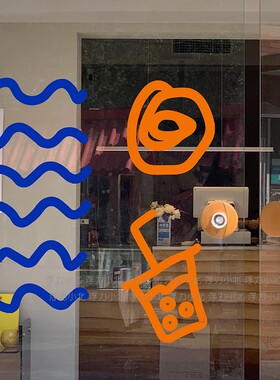 饮料咖啡店铺橱窗玻璃门贴纸