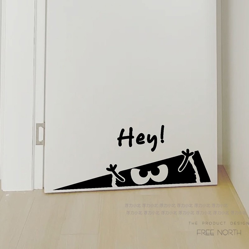 提示搞怪小怪物墙面破裂装饰贴纸