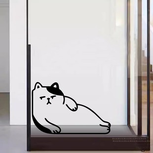ins风卡通小猫玻璃门窗防撞贴纸卧室房门柜子厨房阳台卫生间装饰