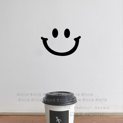 笑脸ins风简约图案玻璃墙面装饰