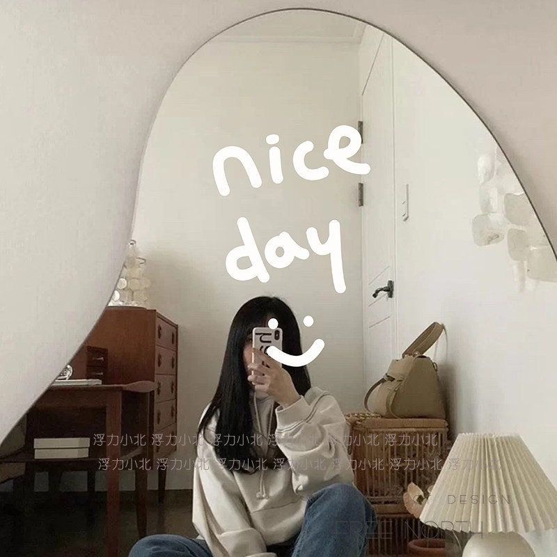 nice day 简约ins风英文字服装奶茶蛋糕自拍照镜子橱窗贴纸装饰