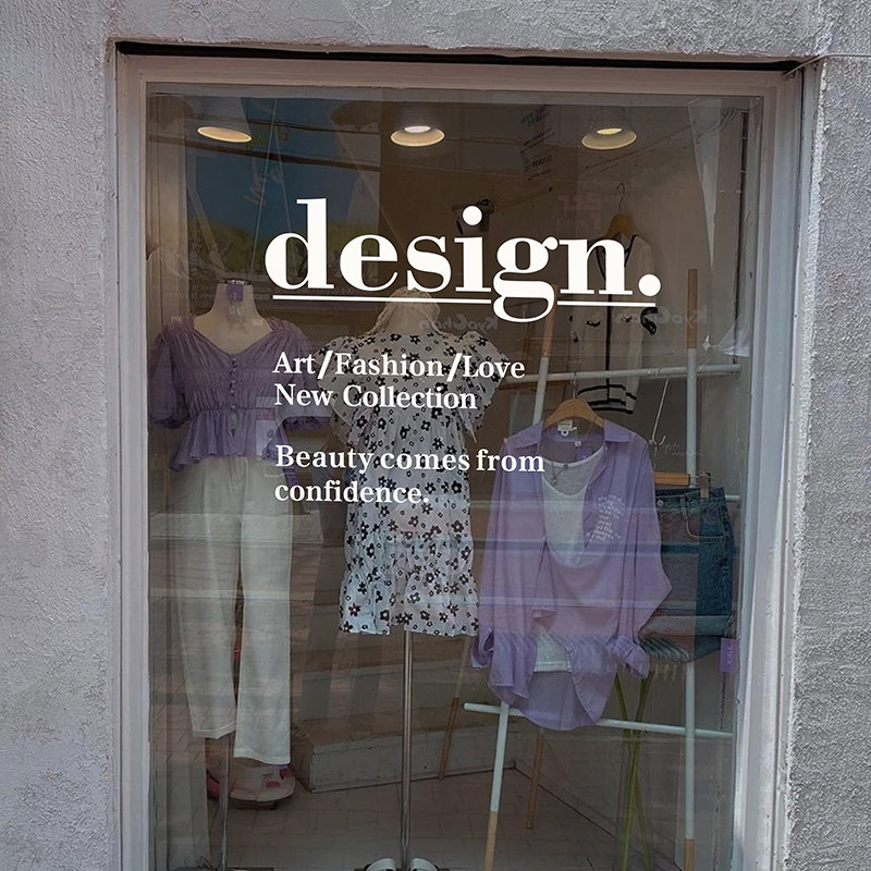 服装店装饰贴纸 玻璃橱窗英文墙贴 自拍背景墙网红店美丽来源自信