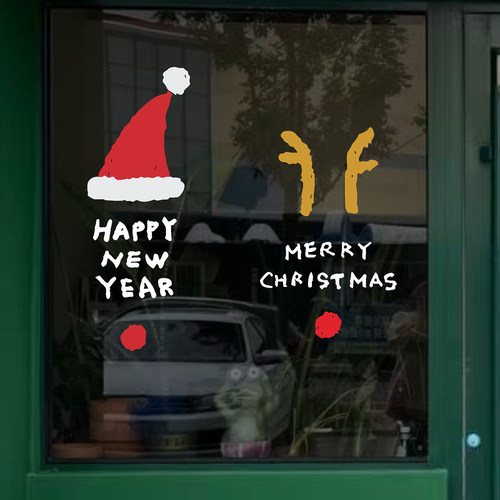 圣诞节装饰氛围场景布置贴纸玻璃