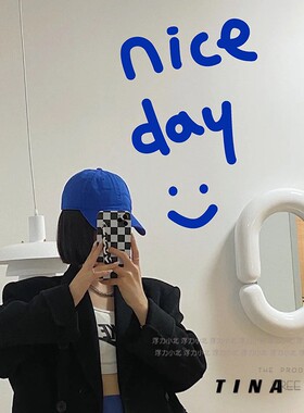 nice微笑 有趣的简约装饰贴纸 克莱因蓝色服装店墙面玻璃镜子贴