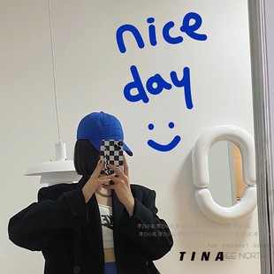 克莱因蓝色服装 nice微笑 饰贴纸 简约装 店墙面玻璃镜子贴 有趣