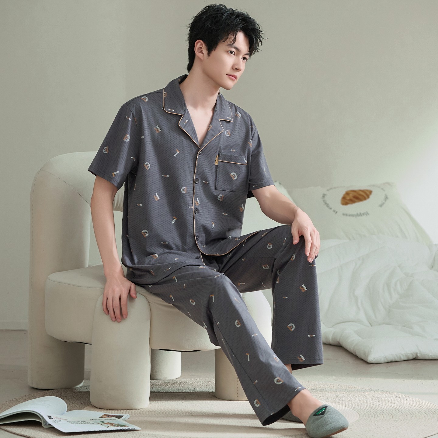 7A抗菌超爽棉拉架睡衣男2026年新款短袖夏薄款翻领男士家居服套装,女士内衣/男士内衣/家居服,睡衣/家居服套装,淘宝优惠券,粉丝福利购,淘宝优惠卷