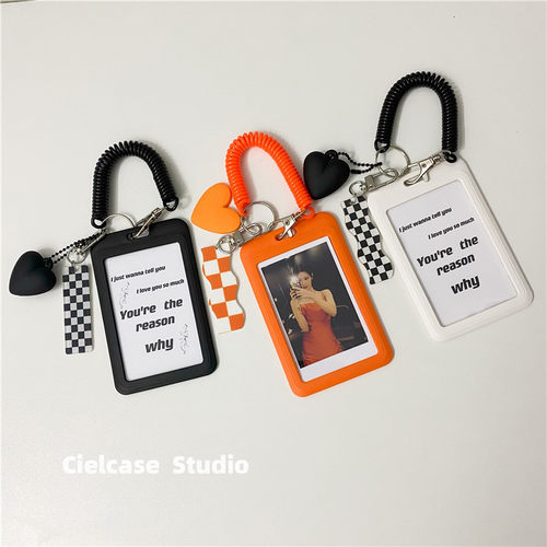 ins棋盘格挂件证件卡套