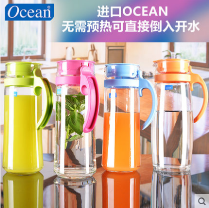 进口ocean耐热玻璃冷水壶扎壶凉水杯大容量防爆热水壶凉水壶