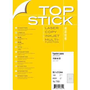 TOPSTICK 100张不干胶标签纸38.1x21.2mm T7651 德国顶贴A4
