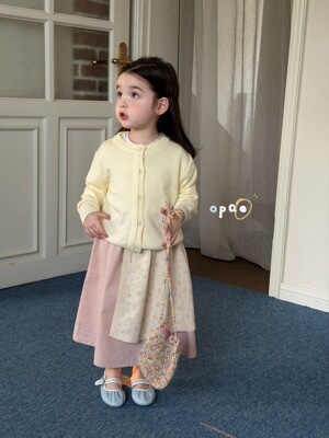 opao 2026春季新款女童韩版洋气针织开衫可爱屁帘碎花半身裙