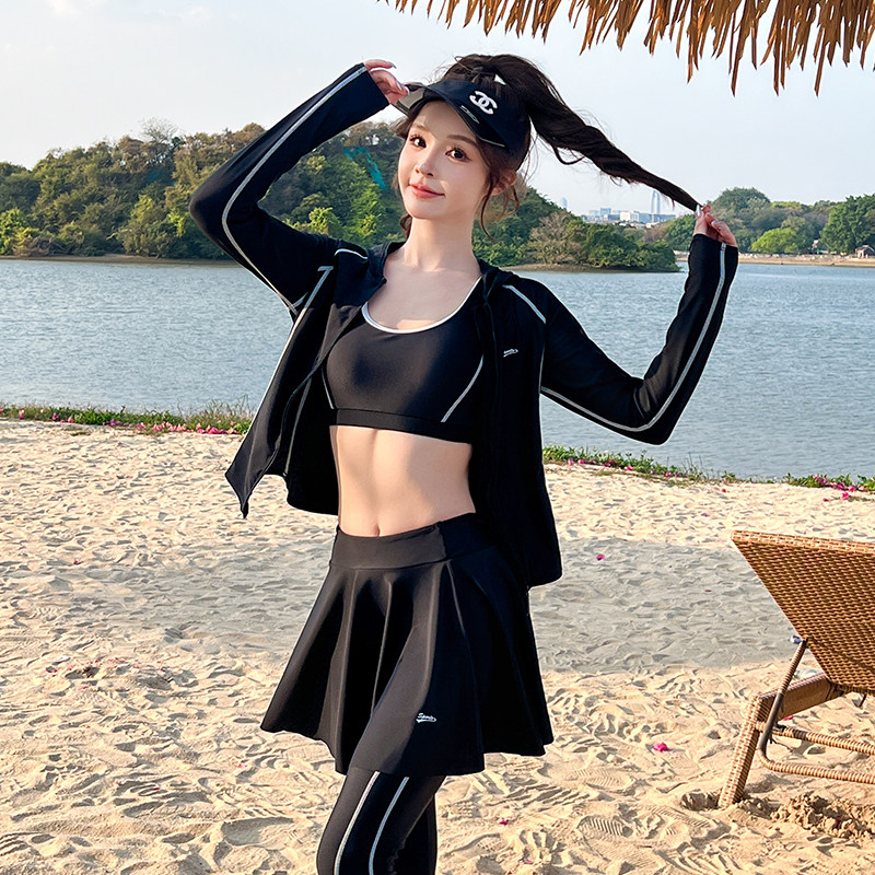 女大码长袖防晒显瘦潜水服