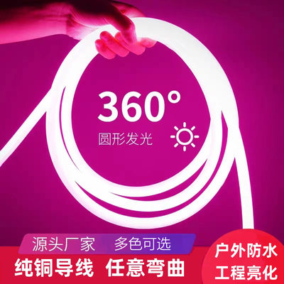 LED柔性霓虹线灯带条220v高压24户外防水圆形360度发光light氛围