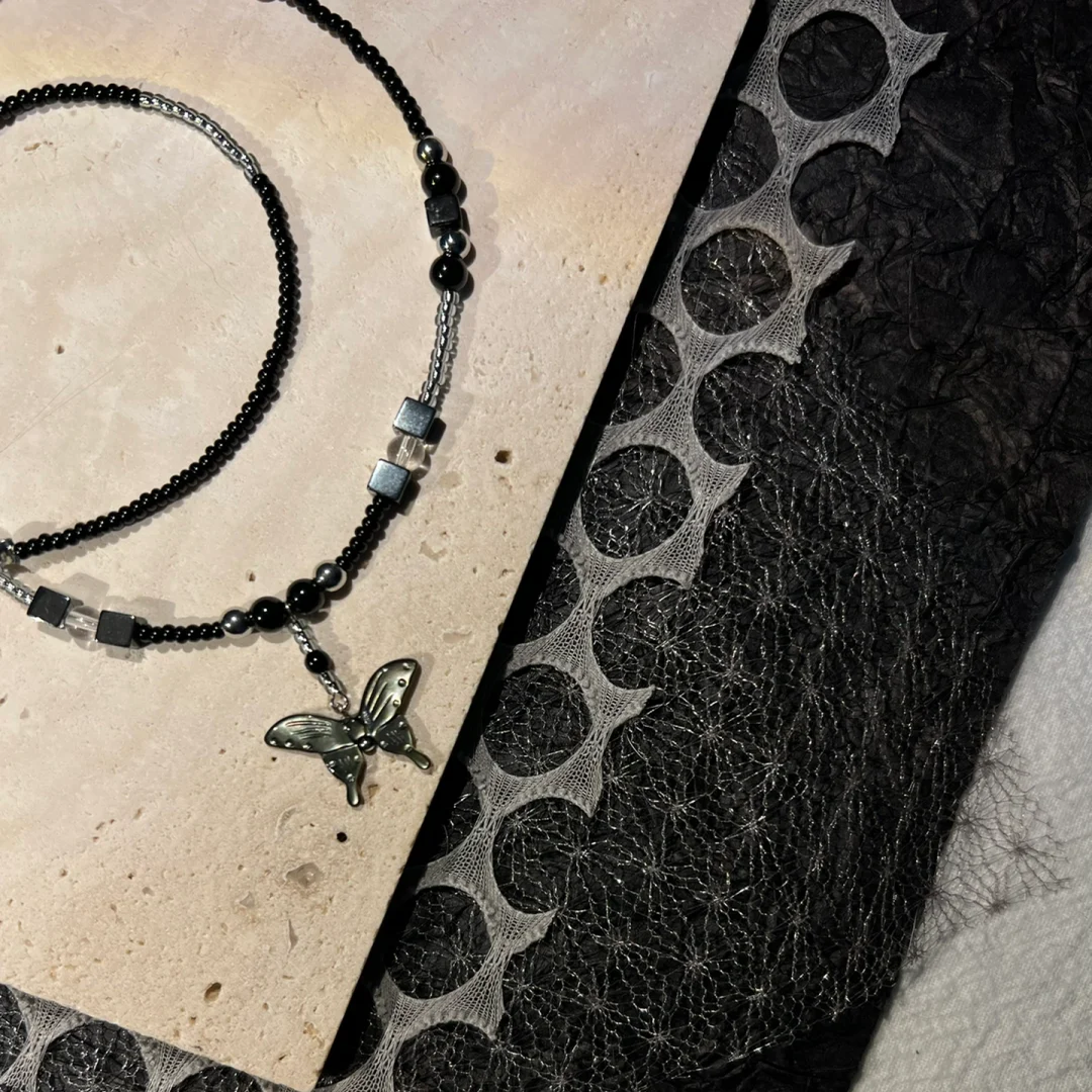 惜兰梦原创设计蝴蝶吊坠项链女长款小众设计感锁骨链高级感颈链