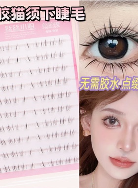懒懒小猫须下睫毛自然嫁接猫系假睫毛柔软单簇分段式细梗Y17