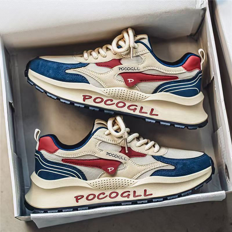 男鞋2025冬季透气防臭百搭网面运动休闲增高港风复古老爹潮鞋子男