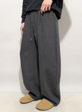 FPASCA轻奢感高端羊毛弯刀裤男潮流垂感直筒复古老钱风阔腿长裤秋