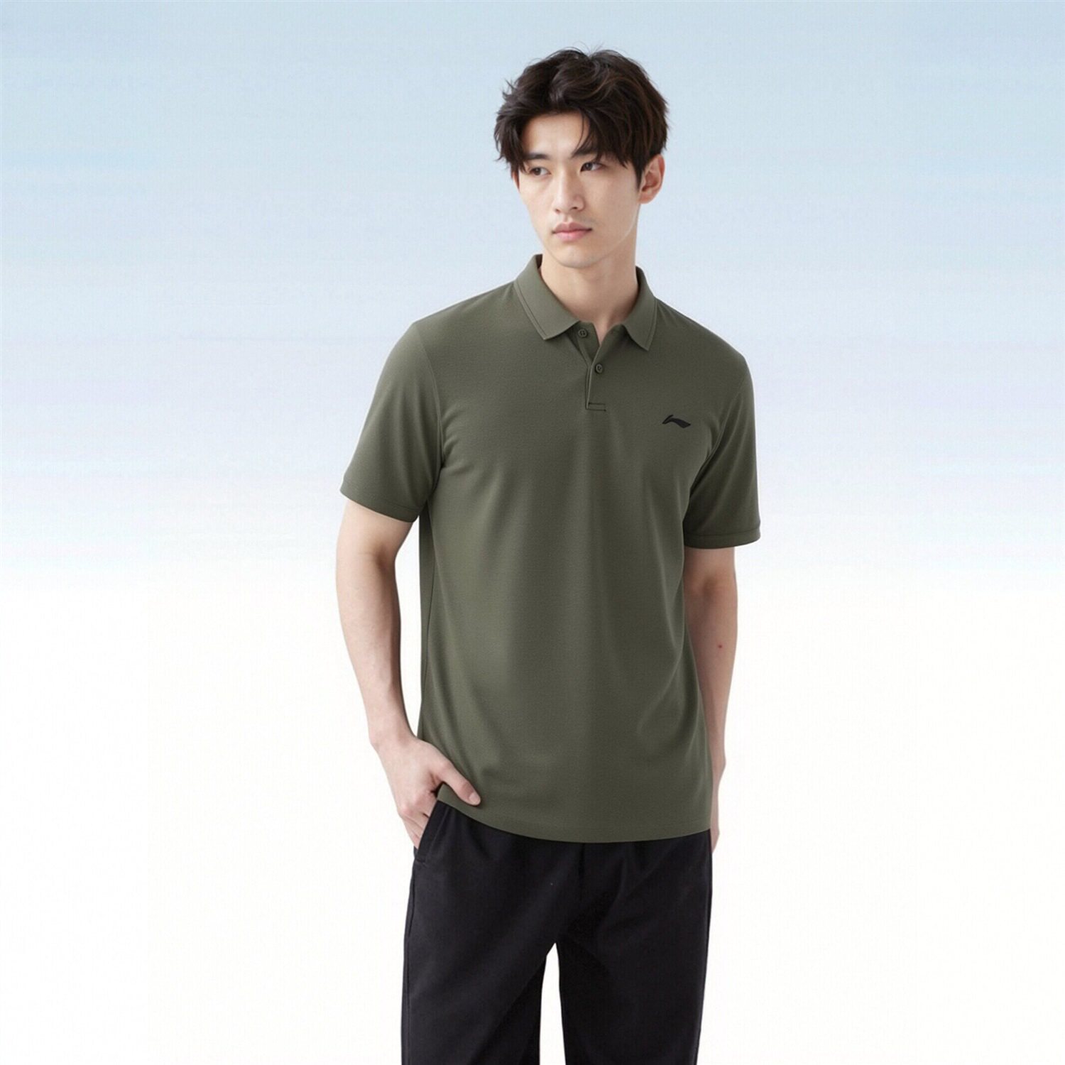 李宁男子凉感舒适短袖POLO衫