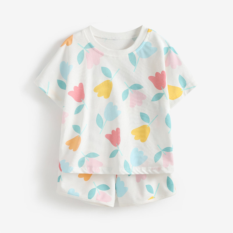 女童休闲花朵印花棉质套装宝宝夏季短袖短裤2件套家居服小童睡衣5,童装/婴儿装/亲子装,套装,淘宝优惠券,粉丝福利购,淘宝优惠卷
