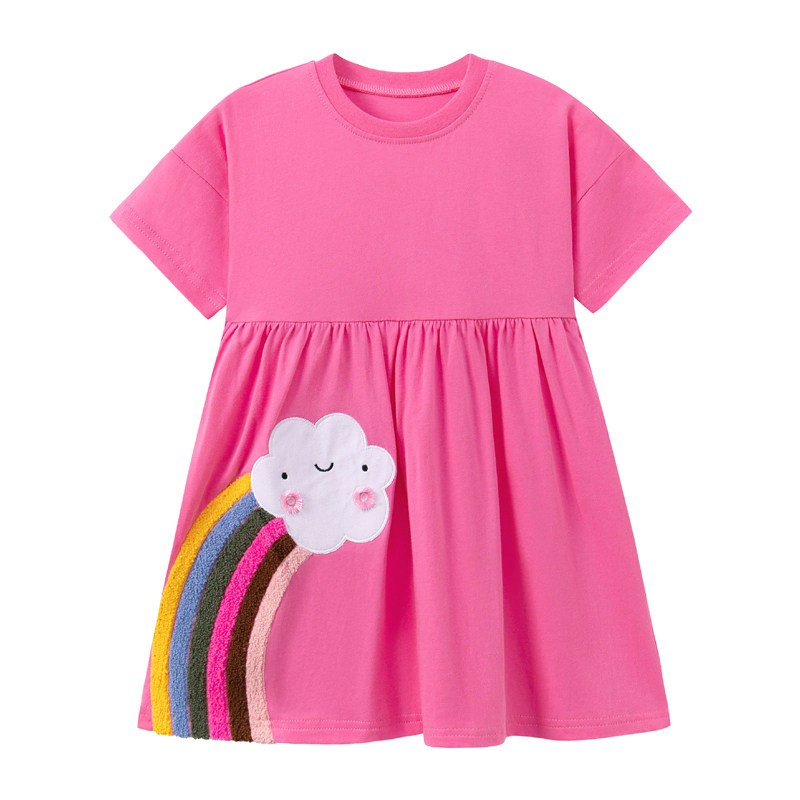 女童短袖连衣裙宝宝夏季粉色彩虹云朵蛋糕裙中小童中长裙收腰显瘦,童装/婴儿装/亲子装,连衣裙,淘宝优惠券,粉丝福利购,淘宝优惠卷