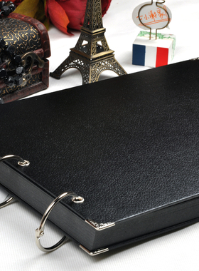 黑色内页手工diy相册影集空白牛皮卡纸铁环活页成长纪念册手帐本