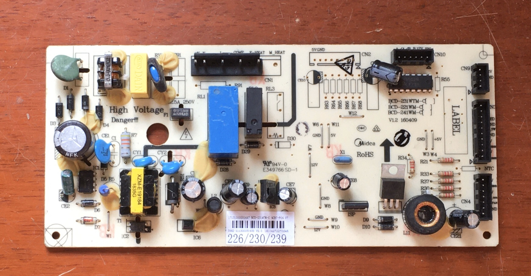 适用于美的冰箱BCD-231WTM主板电脑板电源板控制板17131000000447