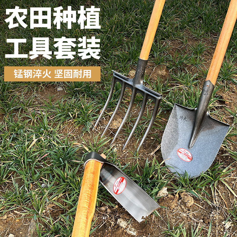 锄头农具农用翻地松土钢叉种菜锹