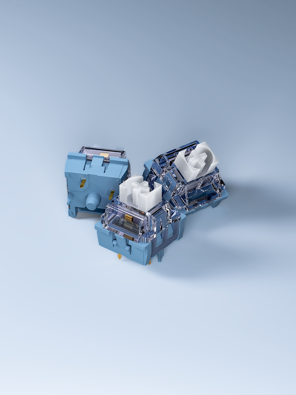 JUN SWITCH BLUE AND WHITE SWITCH CUSTOMIZED MECHANICAL KEYBOARD SWITCH BODY FACTORY RUNHOT PLUG FIVE-PIN 40G LINEAR HIFI MAHJONG TONE
