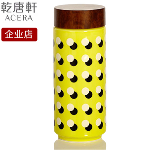 乾唐轩活瓷城市元 素圆舞曲系列仿木纹盖双层随手杯陶瓷杯水杯子